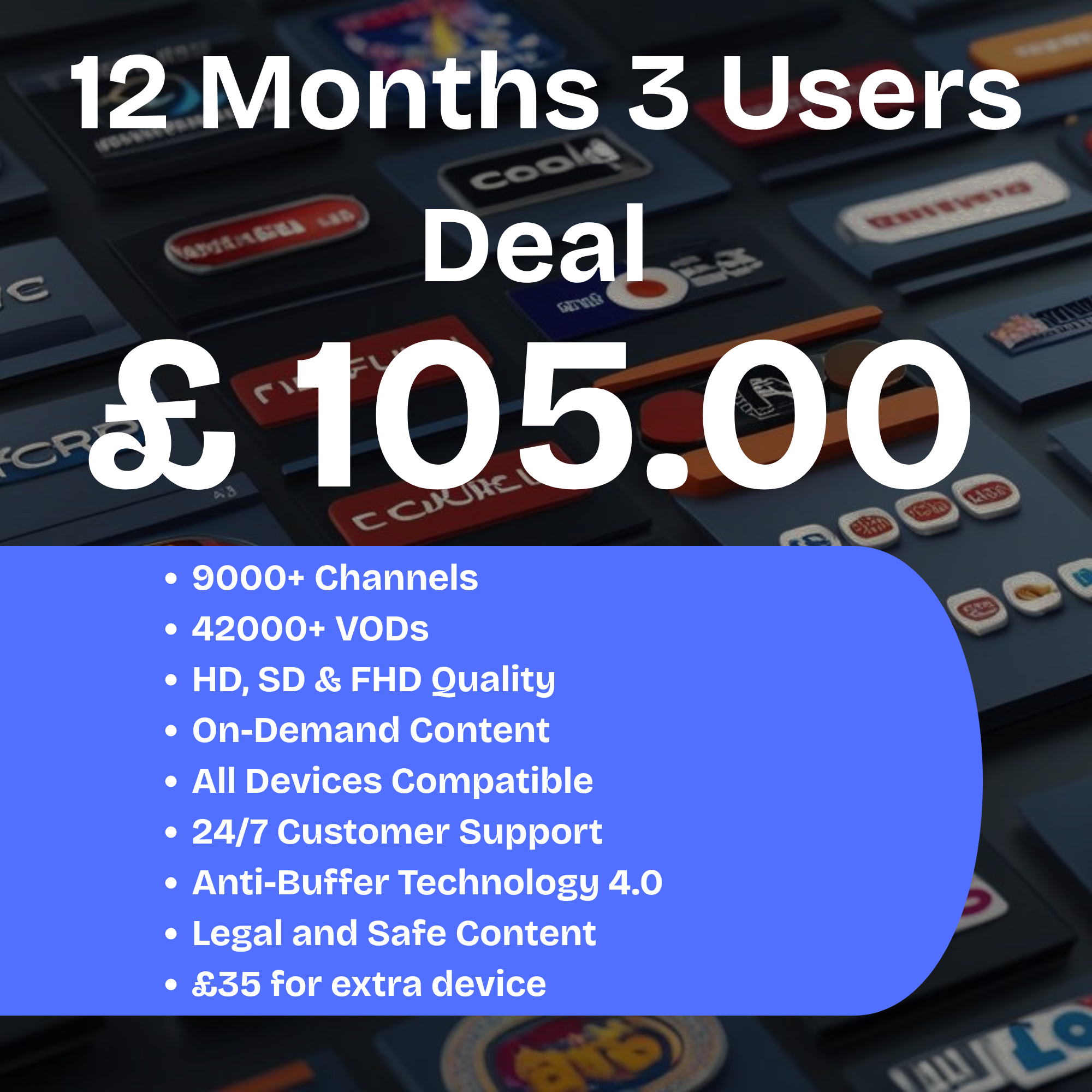 12 Months 3 Users IPTV Deal